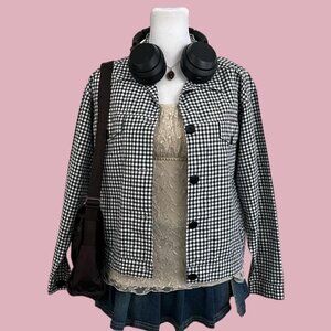 vintage 90s gingham preppy girly granola light weight button up lightweight jack